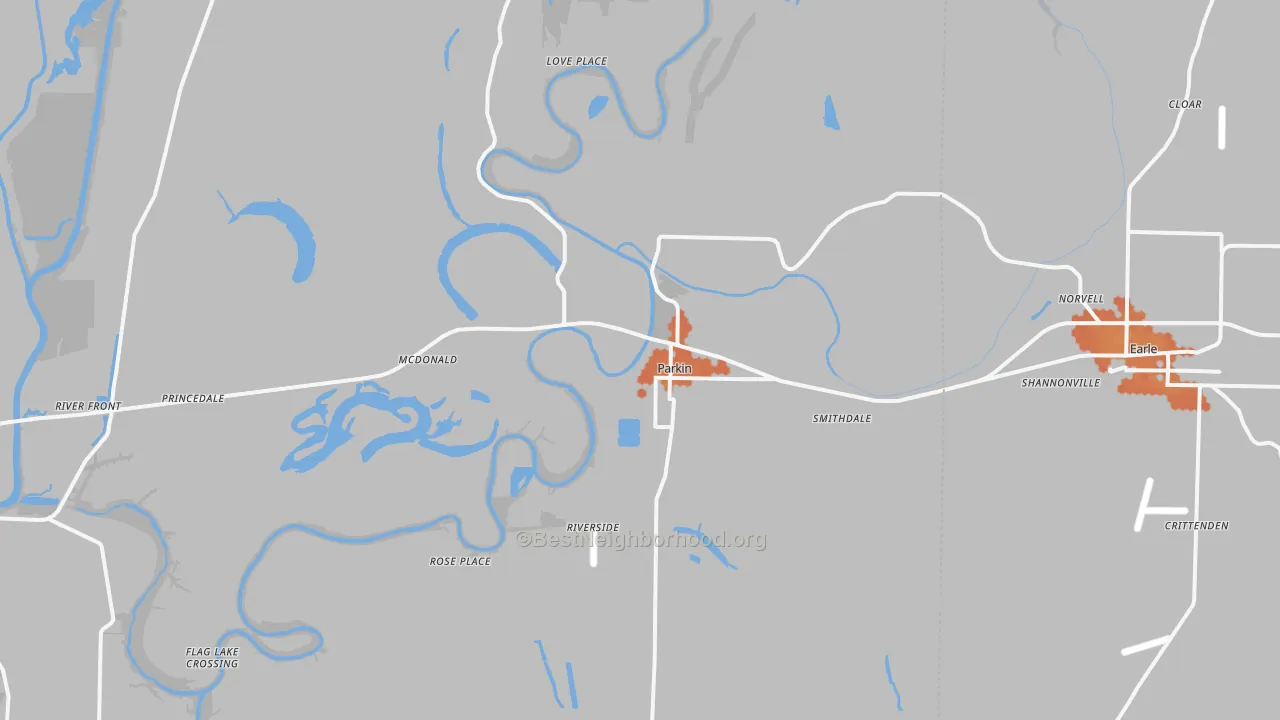 Bike Grade map of 72373, AR