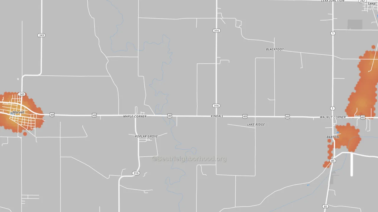 Bike Grade map of 72374, AR