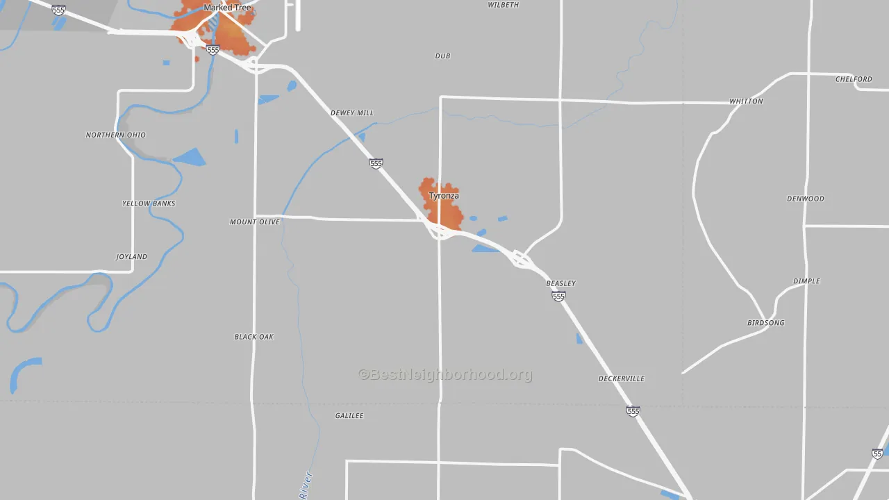 Bike Grade map of 72386, AR
