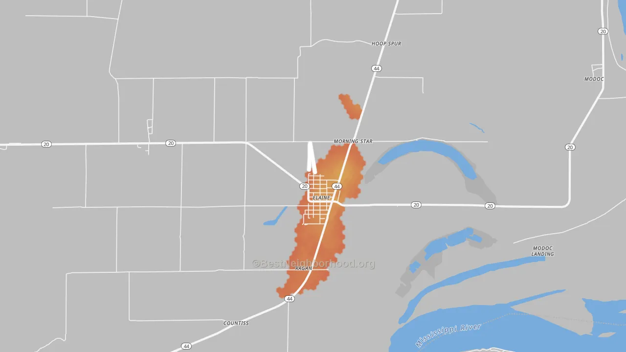 Bike Grade map of 72389, AR