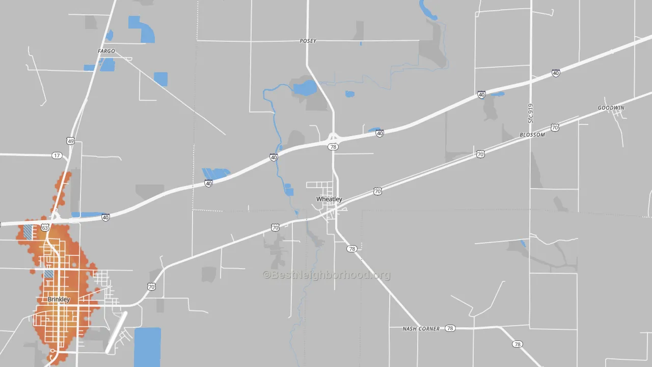 Bike Grade map of 72392, AR