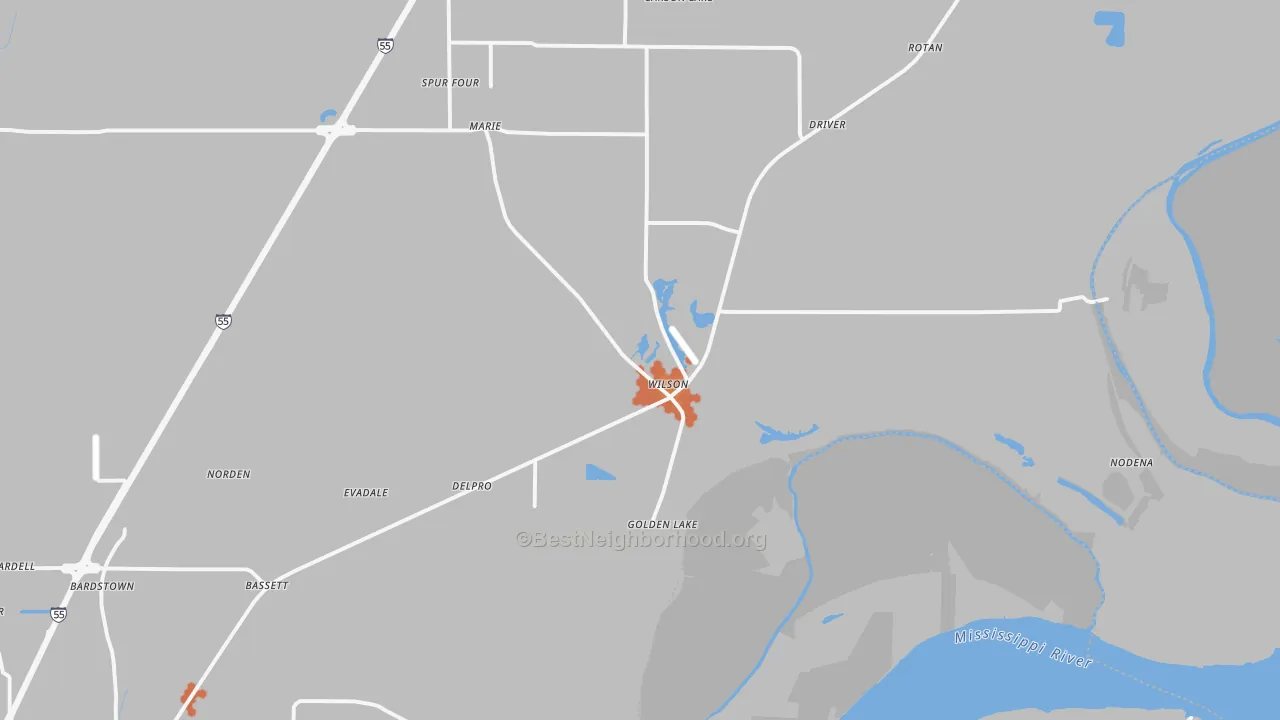 Bike Grade map of 72395, AR