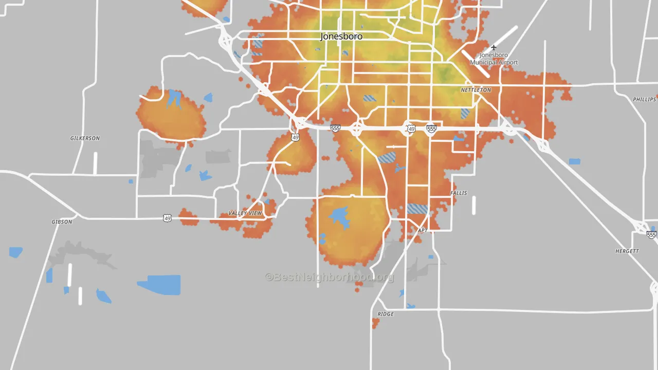Bike Grade map of 72404, AR