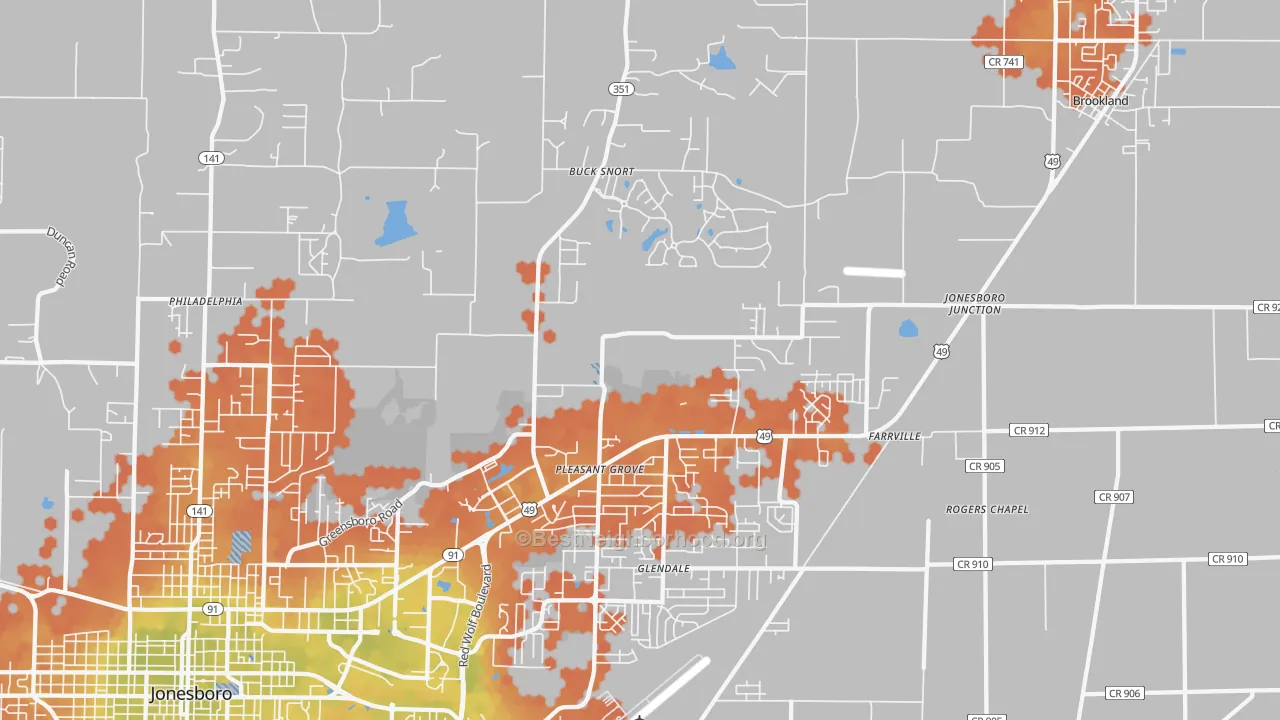 Bike Grade map of 72405, AR