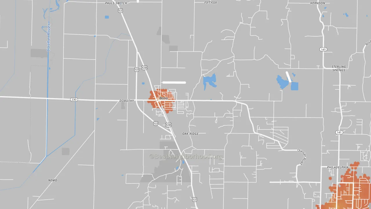 Bike Grade map of 72416, AR