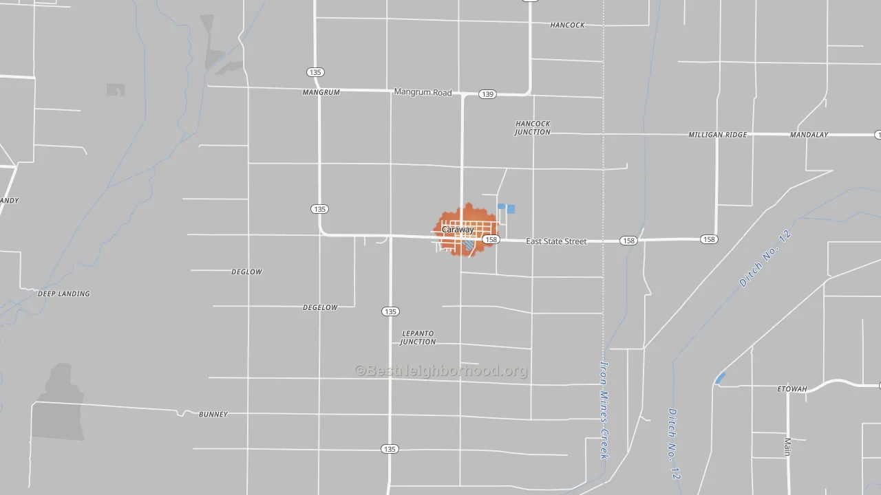 Bike Grade map of 72419, AR