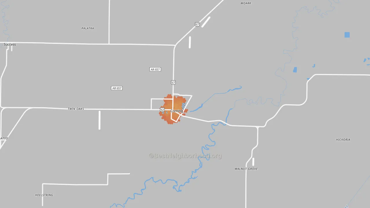 Bike Grade map of 72422, AR