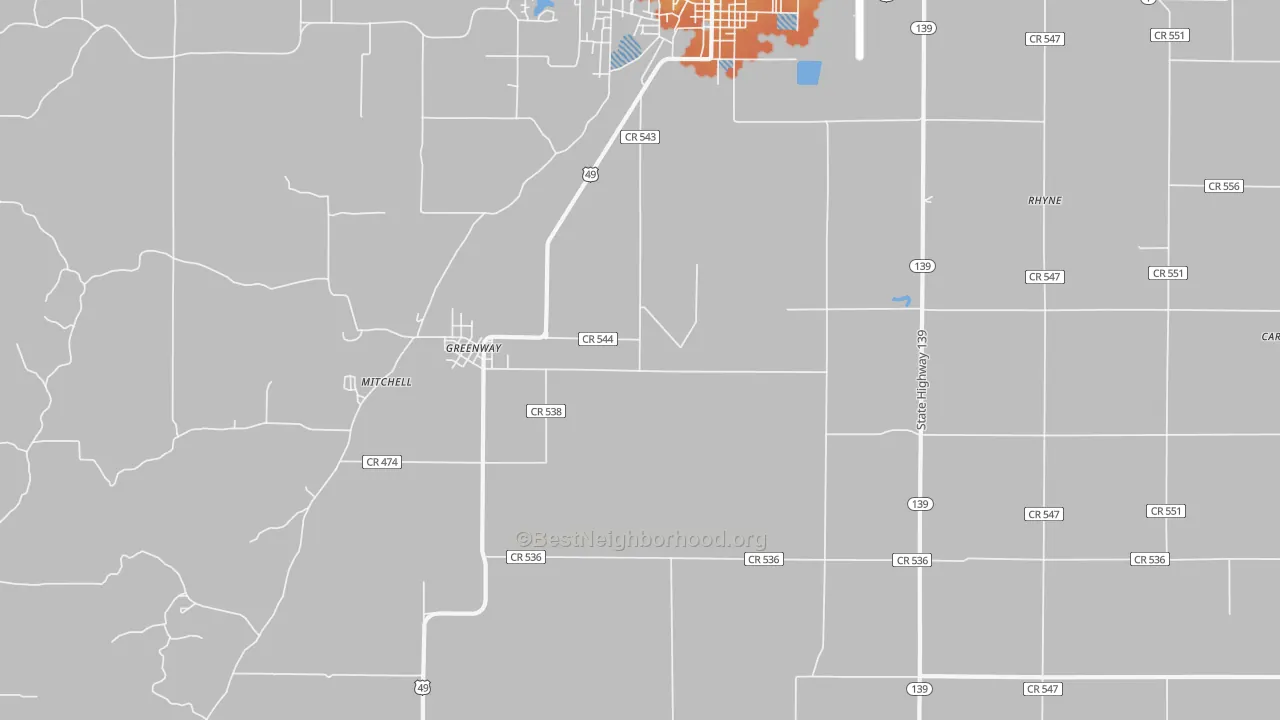 Bike Grade map of 72430, AR
