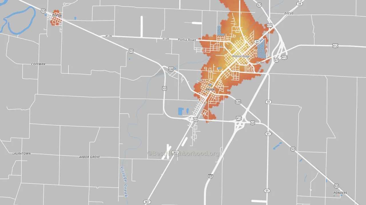Bike Grade map of 72433, AR