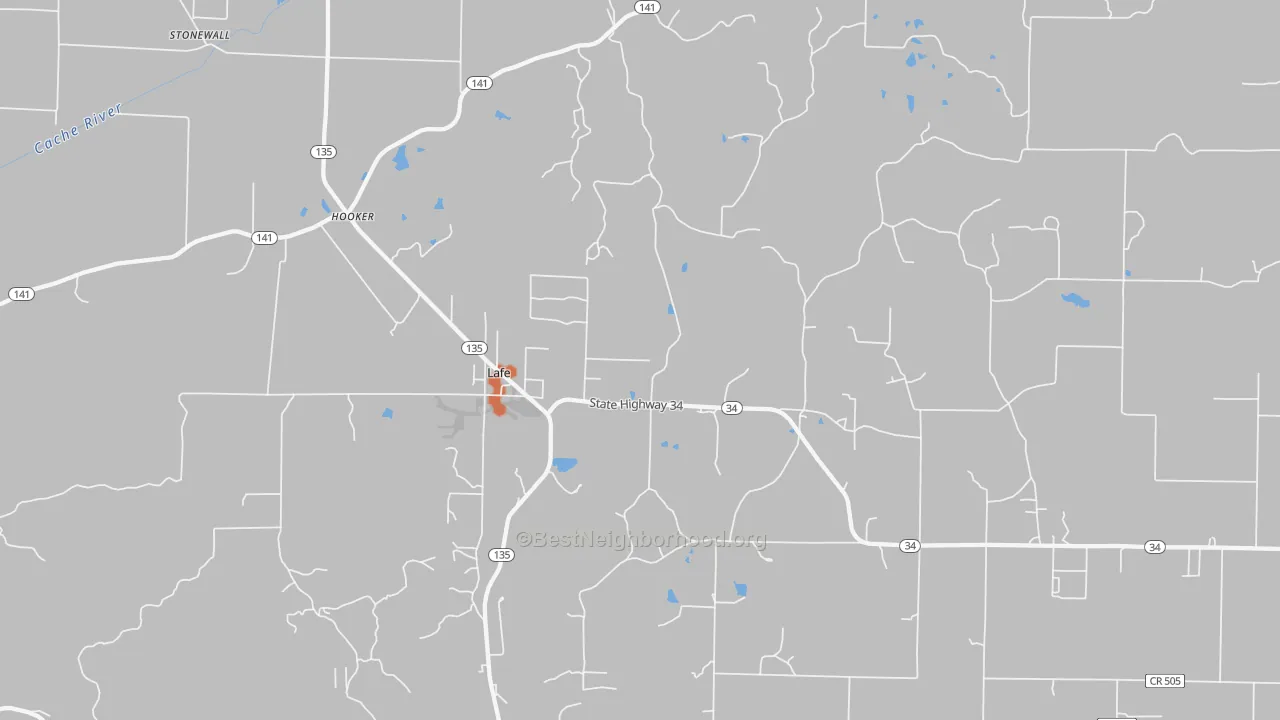 Bike Grade map of 72436, AR