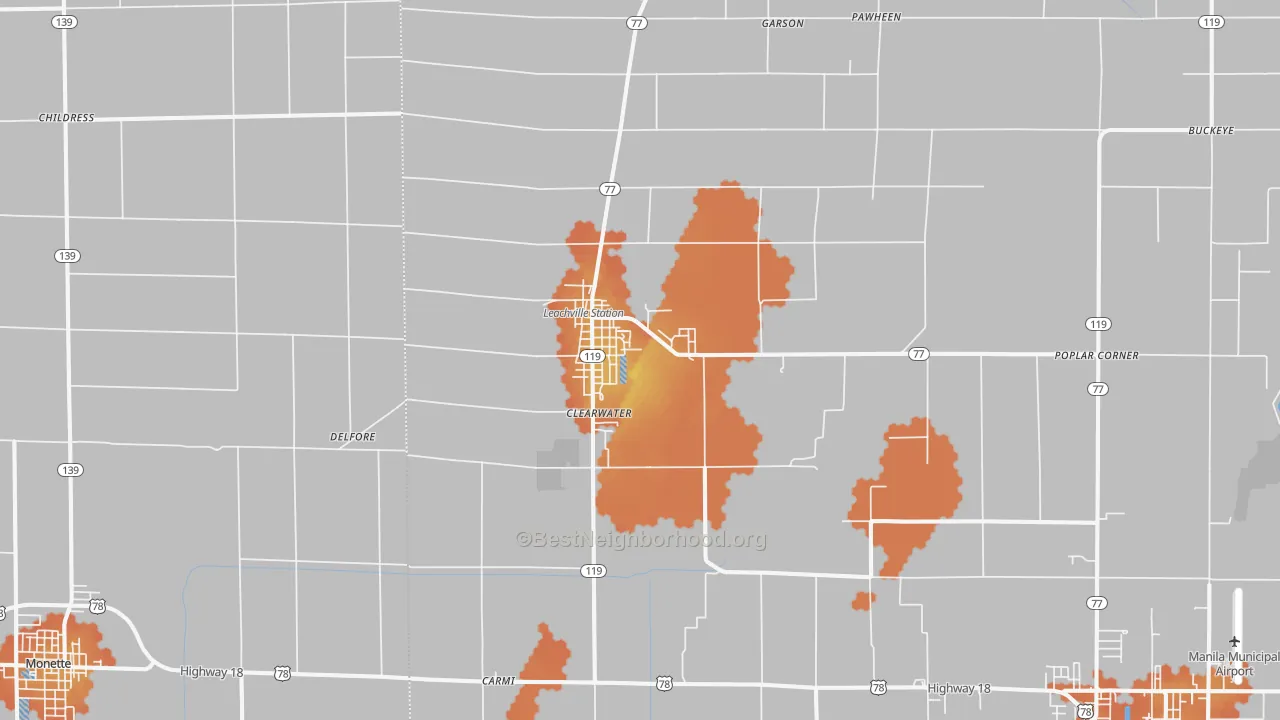 Bike Grade map of 72438, AR