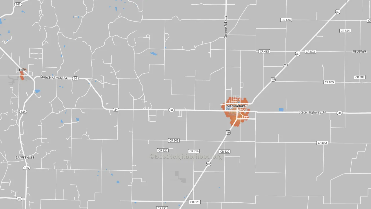 Bike Grade map of 72443, AR