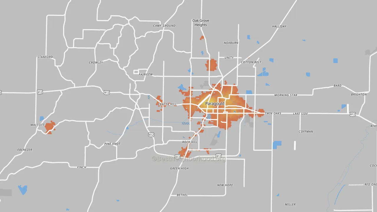 Bike Grade map of 72450, AR