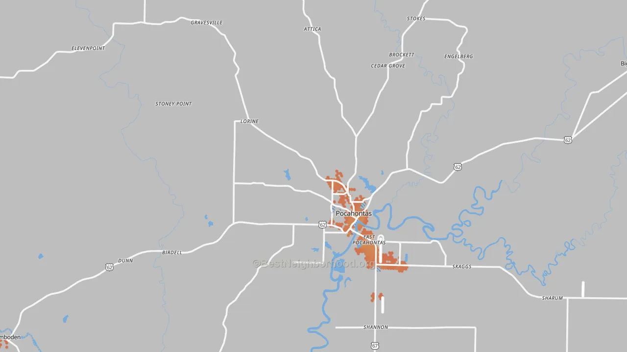 Bike Grade map of 72455, AR