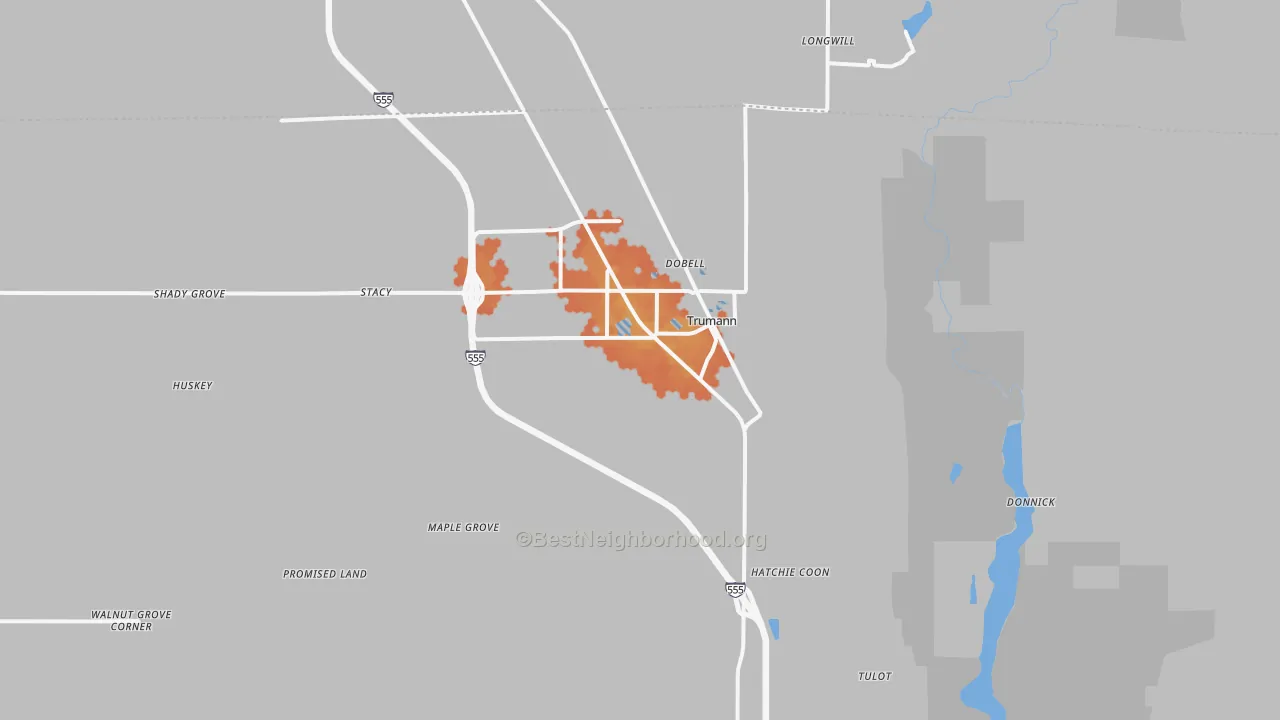 Bike Grade map of 72472, AR