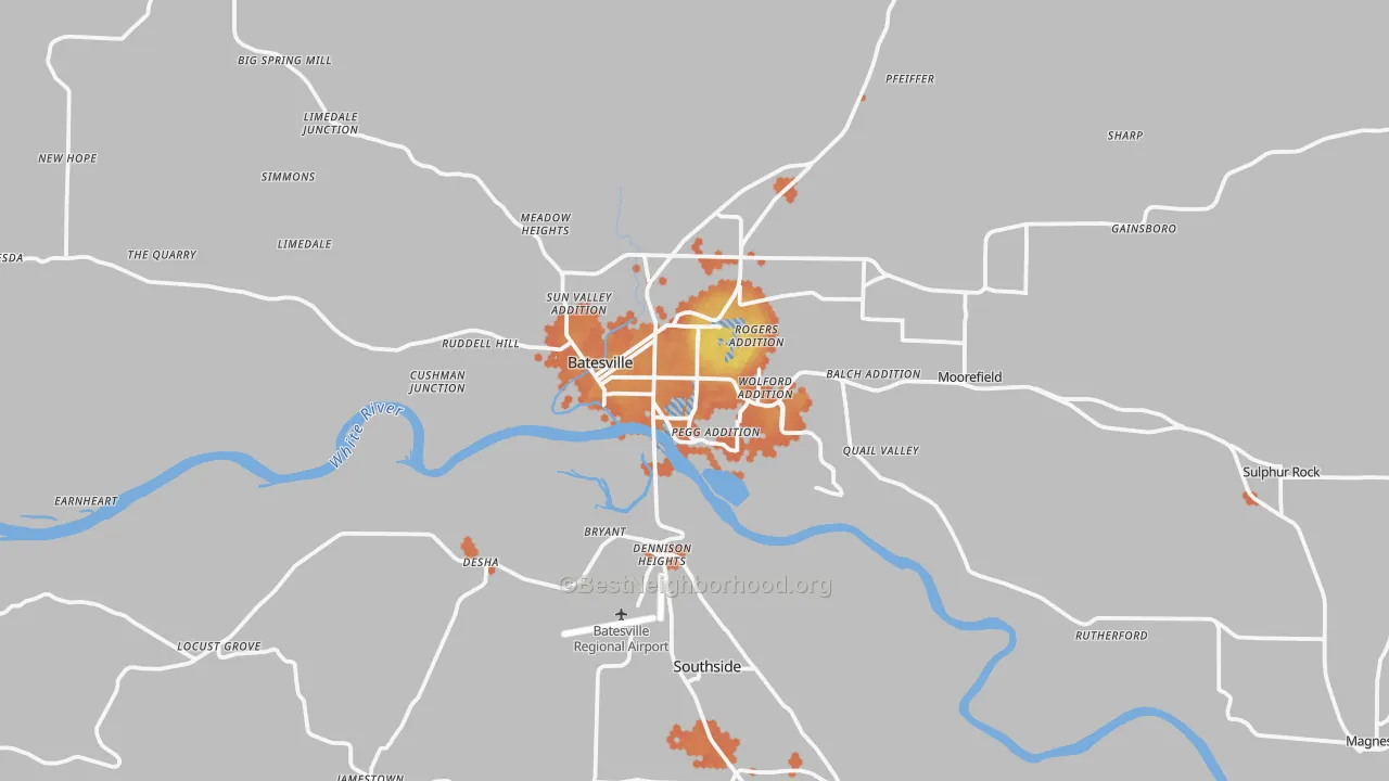 Bike Grade map of 72501, AR