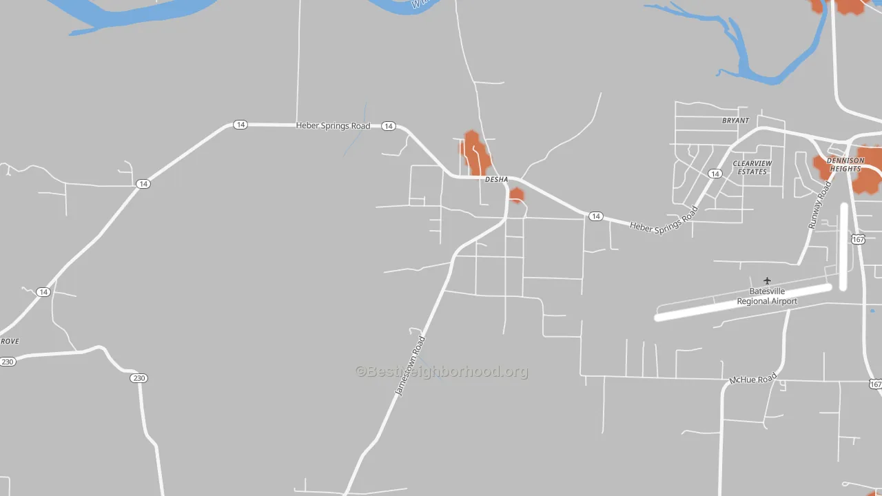 Bike Grade map of 72527, AR