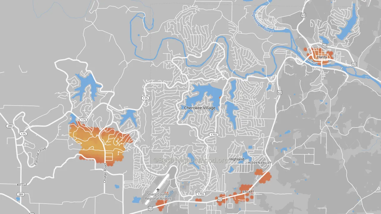 Bike Grade map of 72529, AR