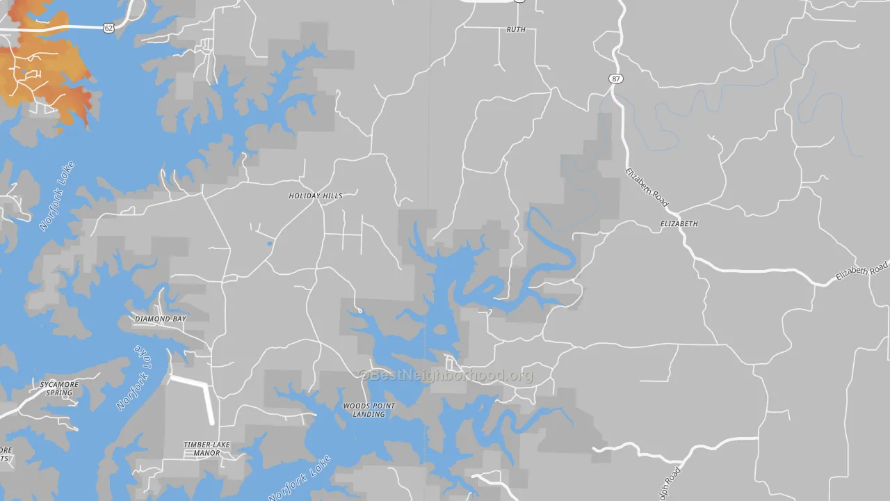 Bike Grade map of 72531, AR