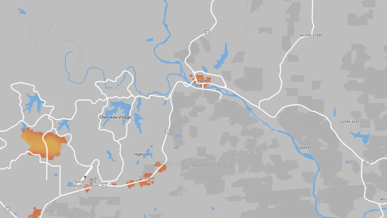 Bike Grade map of 72542, AR