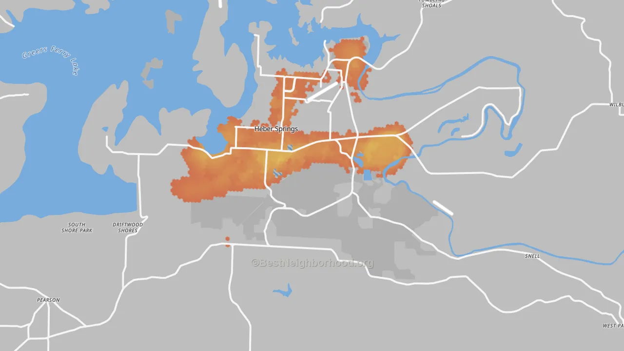 Bike Grade map of 72543, AR