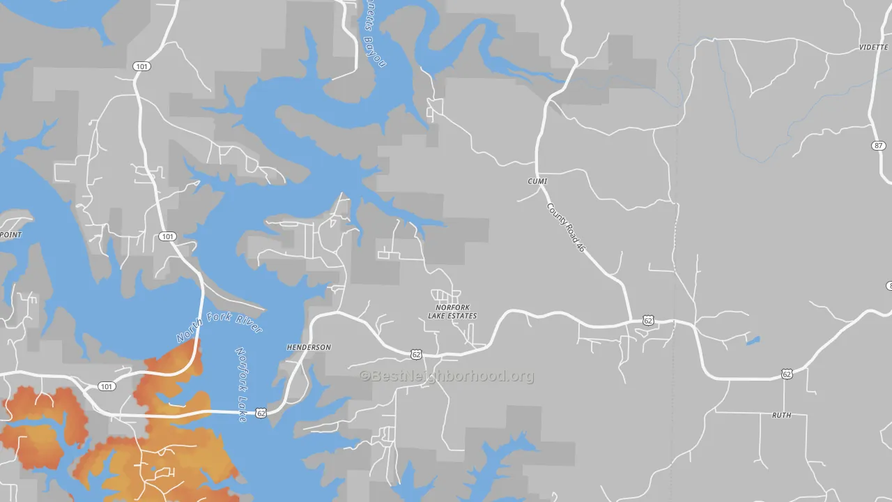 Bike Grade map of 72544, AR