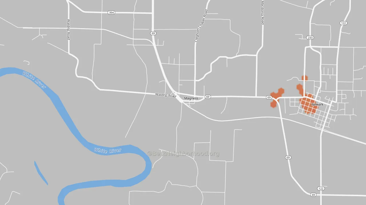 Bike Grade map of 72553, AR
