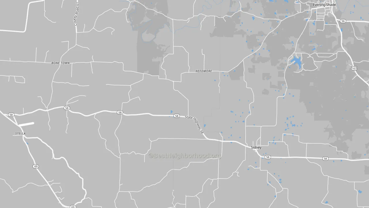 Bike Grade map of 72577, AR