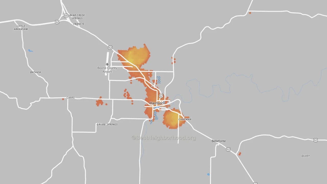 Bike Grade map of 72601, AR