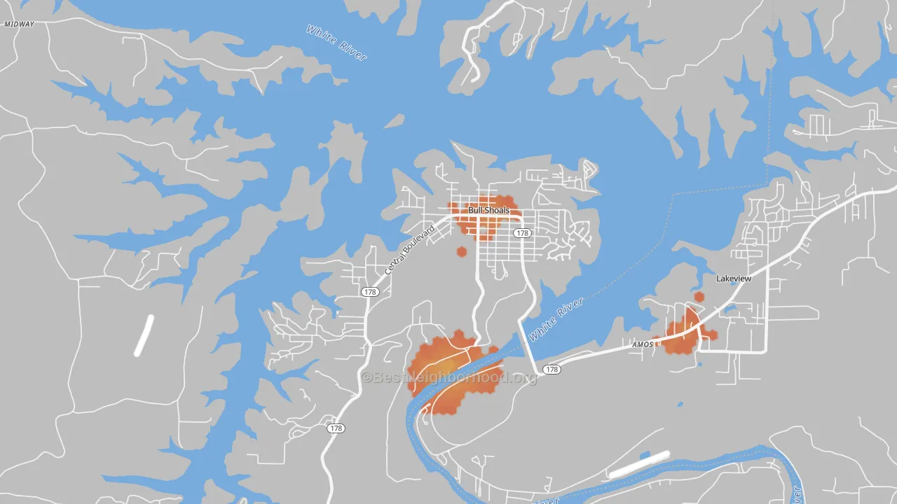 Bike Grade map of 72619, AR