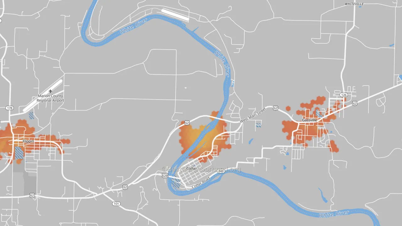Bike Grade map of 72626, AR