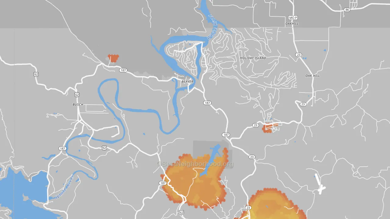 Bike Grade map of 72631, AR
