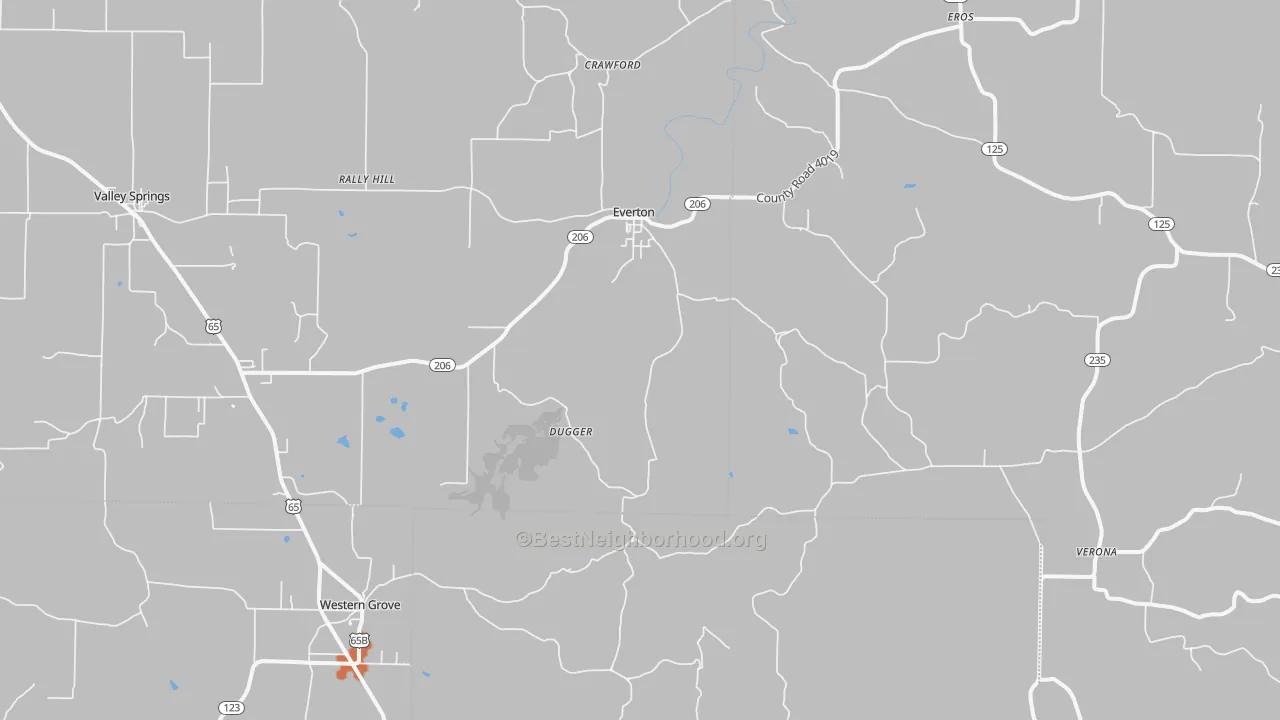 Bike Grade map of 72633, AR