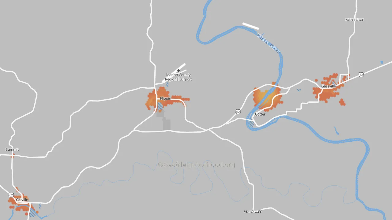 Bike Grade map of 72634, AR