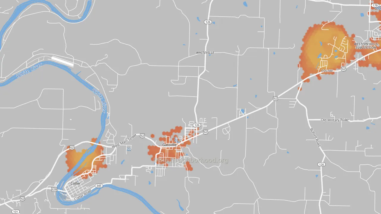 Bike Grade map of 72635, AR