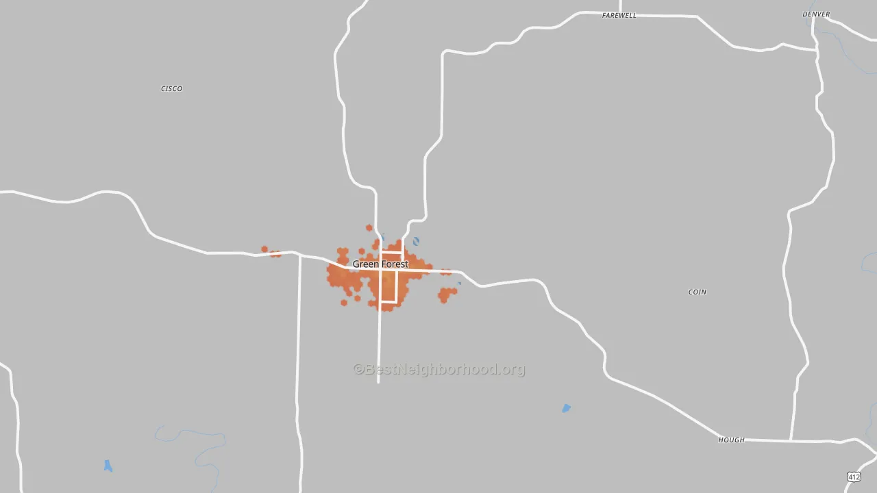 Bike Grade map of 72638, AR