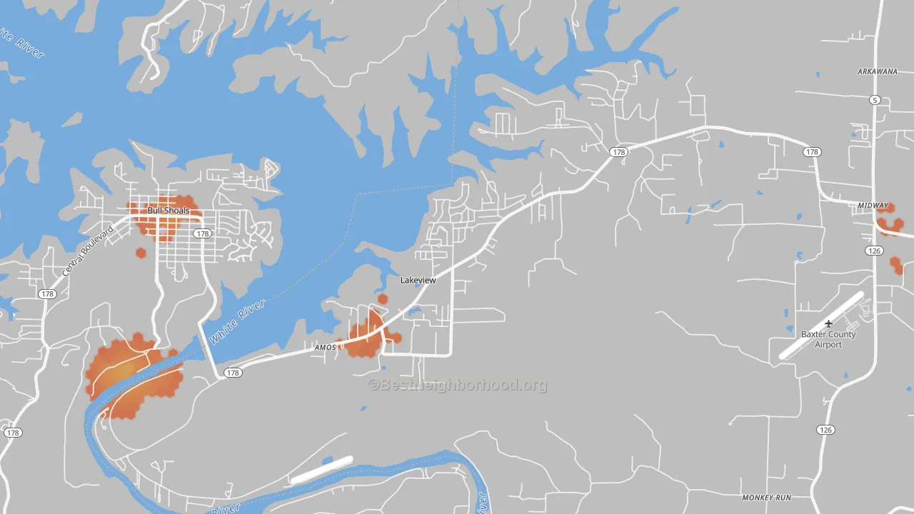 Bike Grade map of 72642, AR