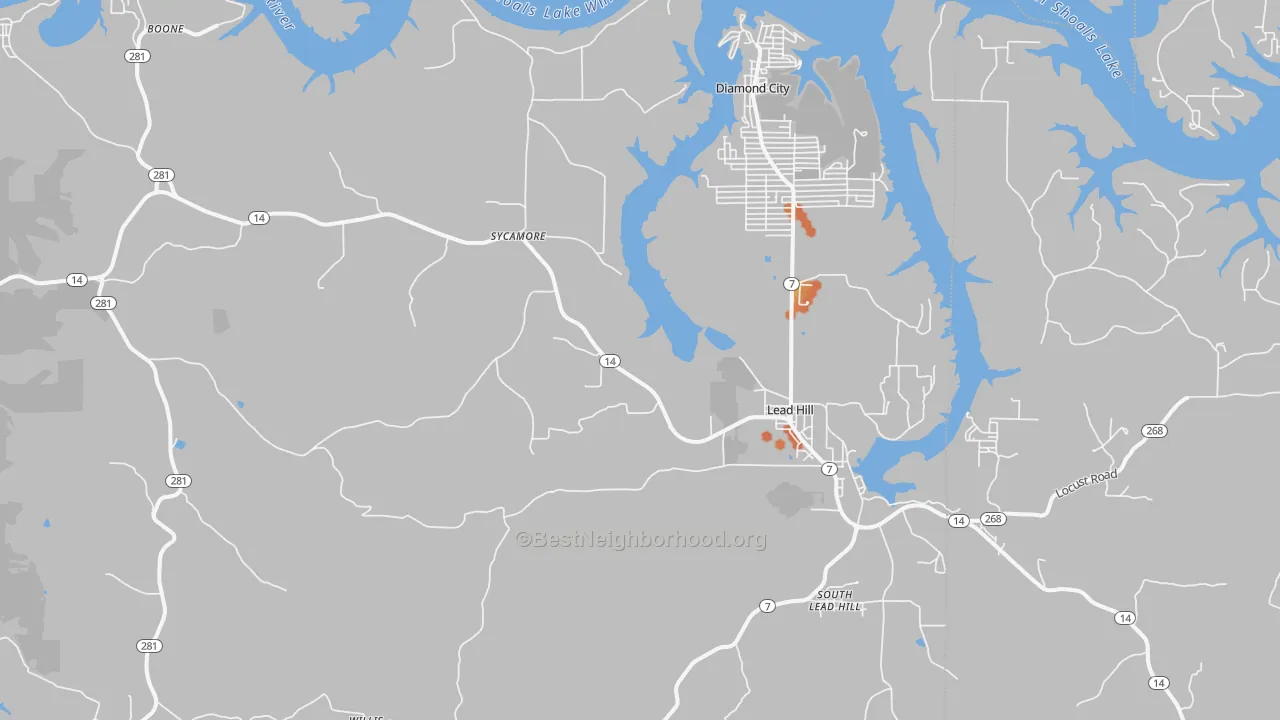 Bike Grade map of 72644, AR