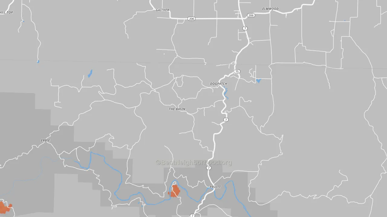 Bike Grade map of 72648, AR