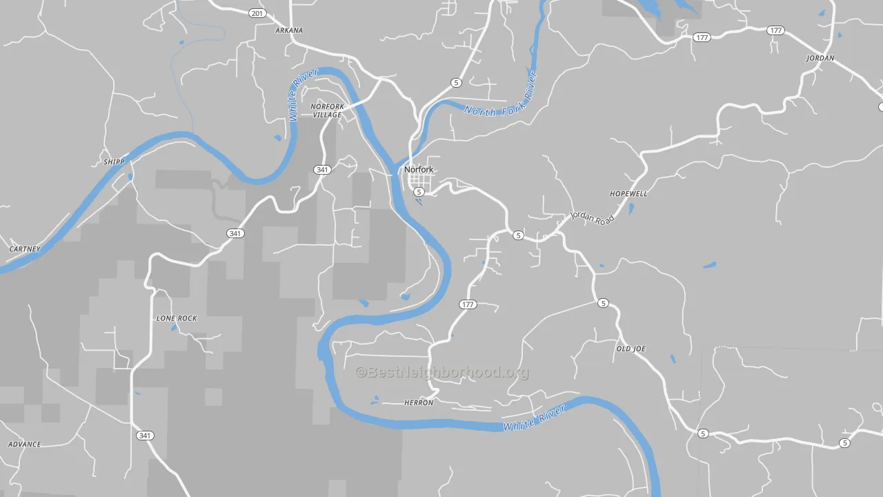 Bike Grade map of 72658, AR