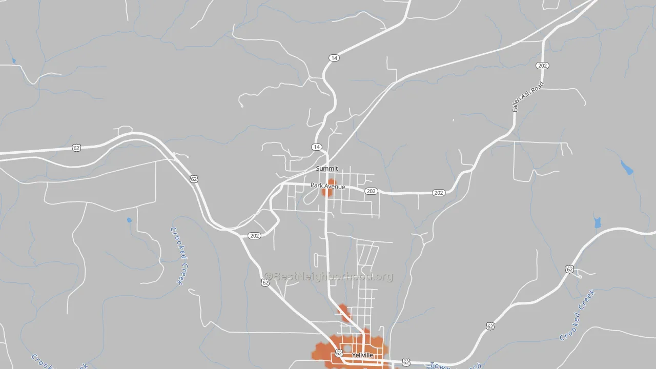 Bike Grade map of 72677, AR