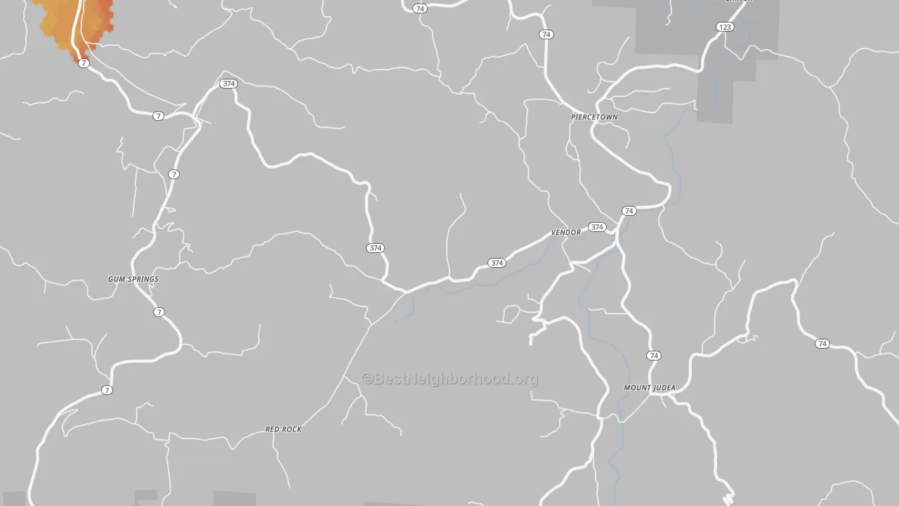 Bike Grade map of 72683, AR