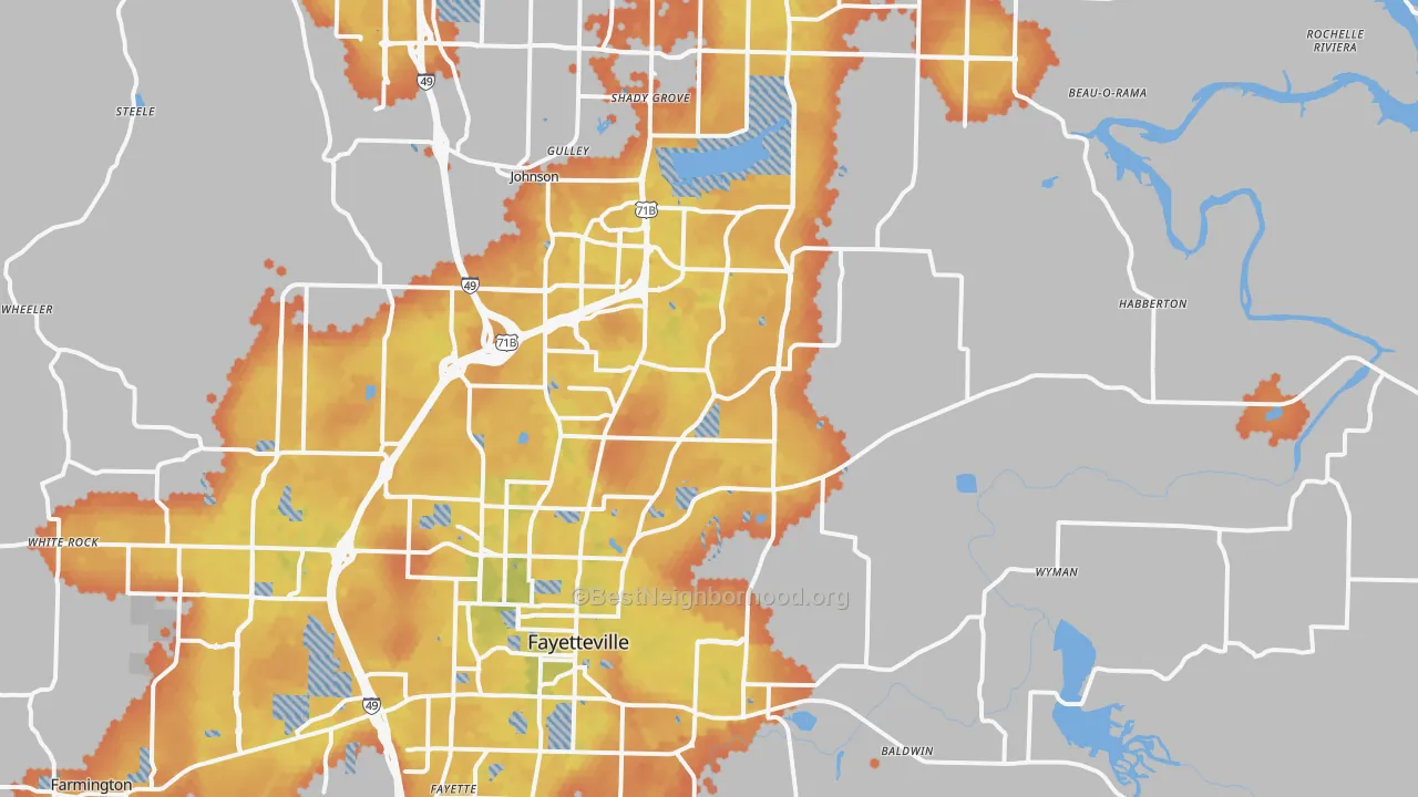 Bike Grade map of 72703, AR