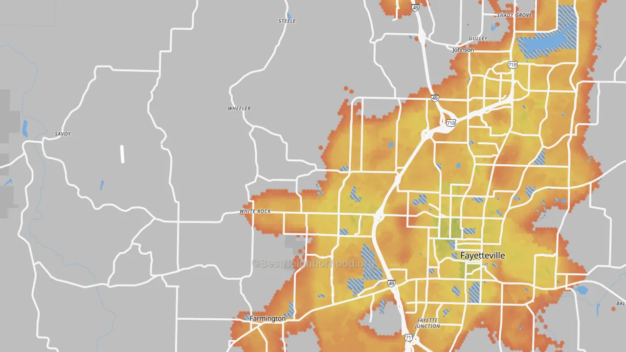 Bike Grade map of 72704, AR