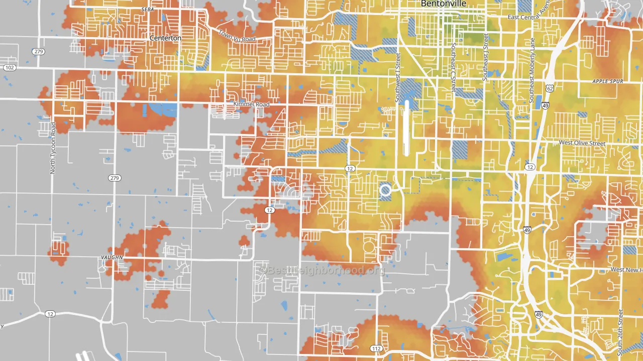 Bike Grade map of 72713, AR