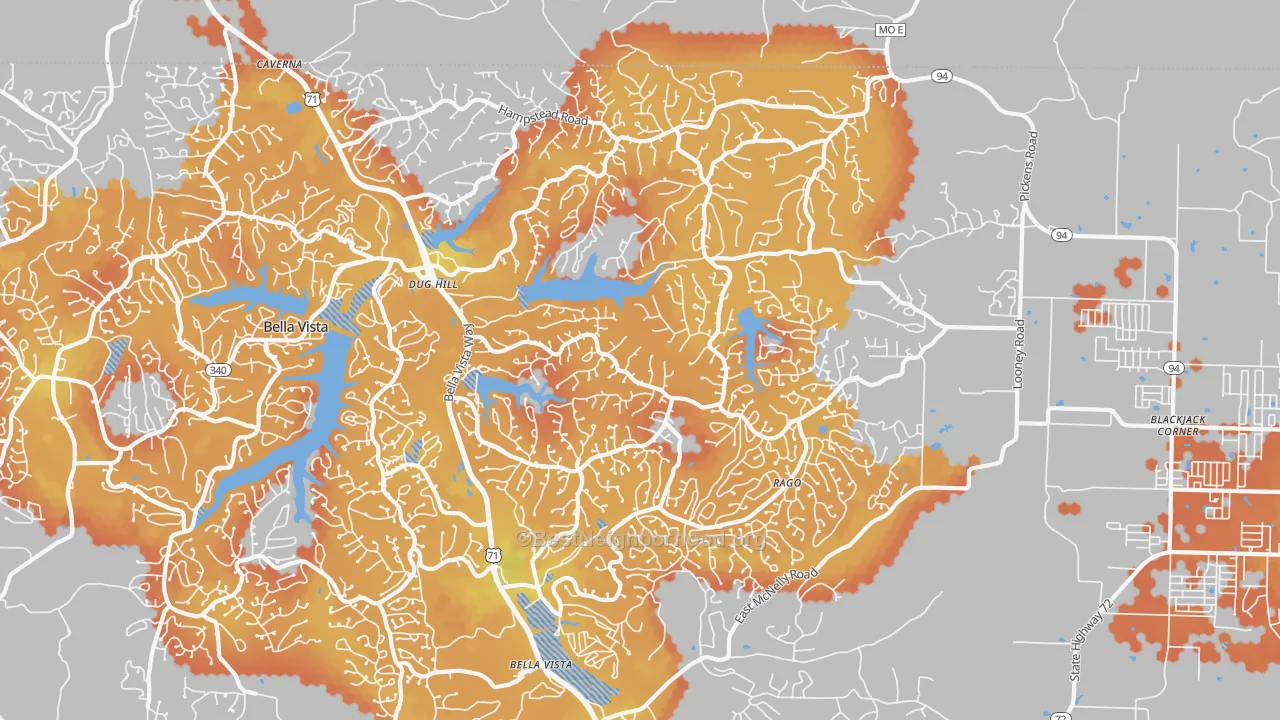 Bike Grade map of 72714, AR