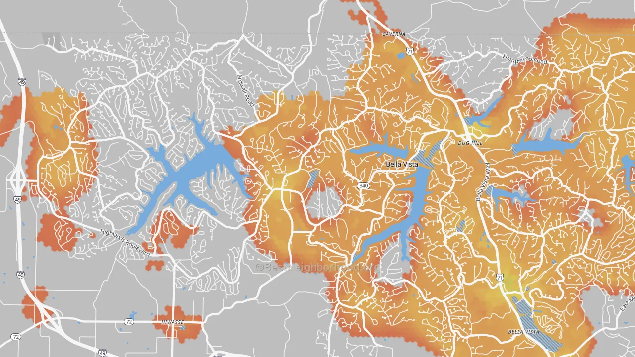 Bike Grade map of 72715, AR