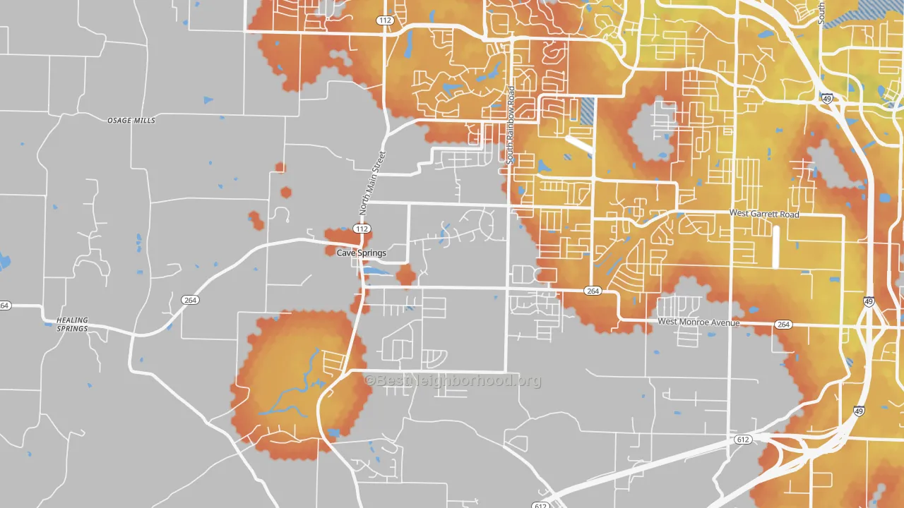 Bike Grade map of 72718, AR