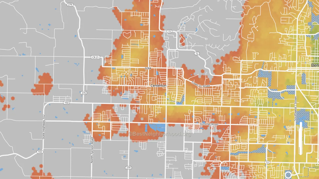 Bike Grade map of 72719, AR