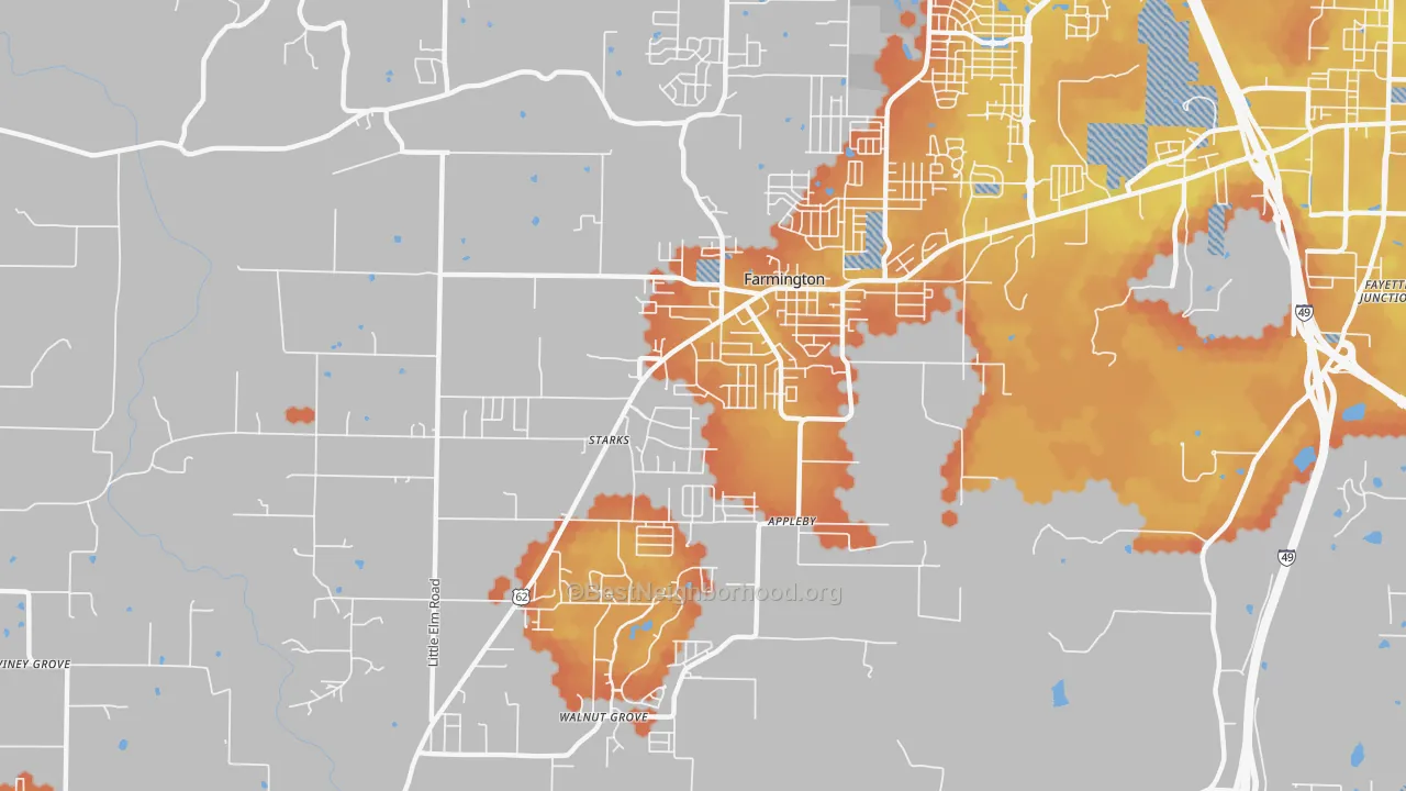 Bike Grade map of 72730, AR